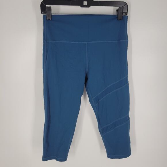 Zyia Brillant Blue Mesh Hif Waist Crop Corsair Leggings 12 - Picture 3 of 10